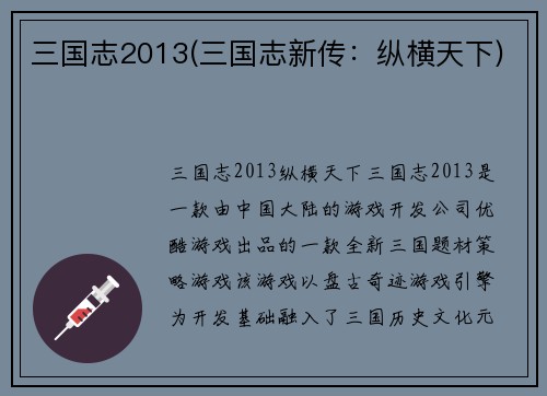 三国志2013(三国志新传：纵横天下)